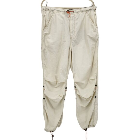Vintage Structure Mens Medium Carpitrooper Pants Parachute Baggy Ivory Khaki - Picture 12 of 12